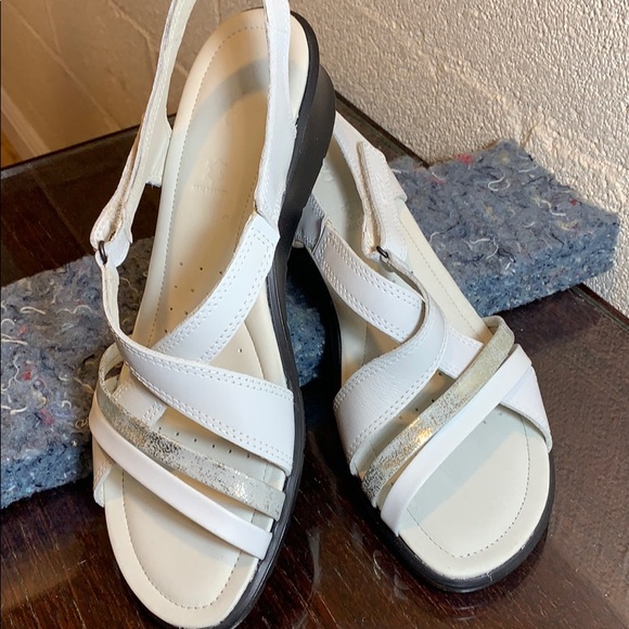Ecco Shoes - Ecco Size 40 Sandals White with metallic band